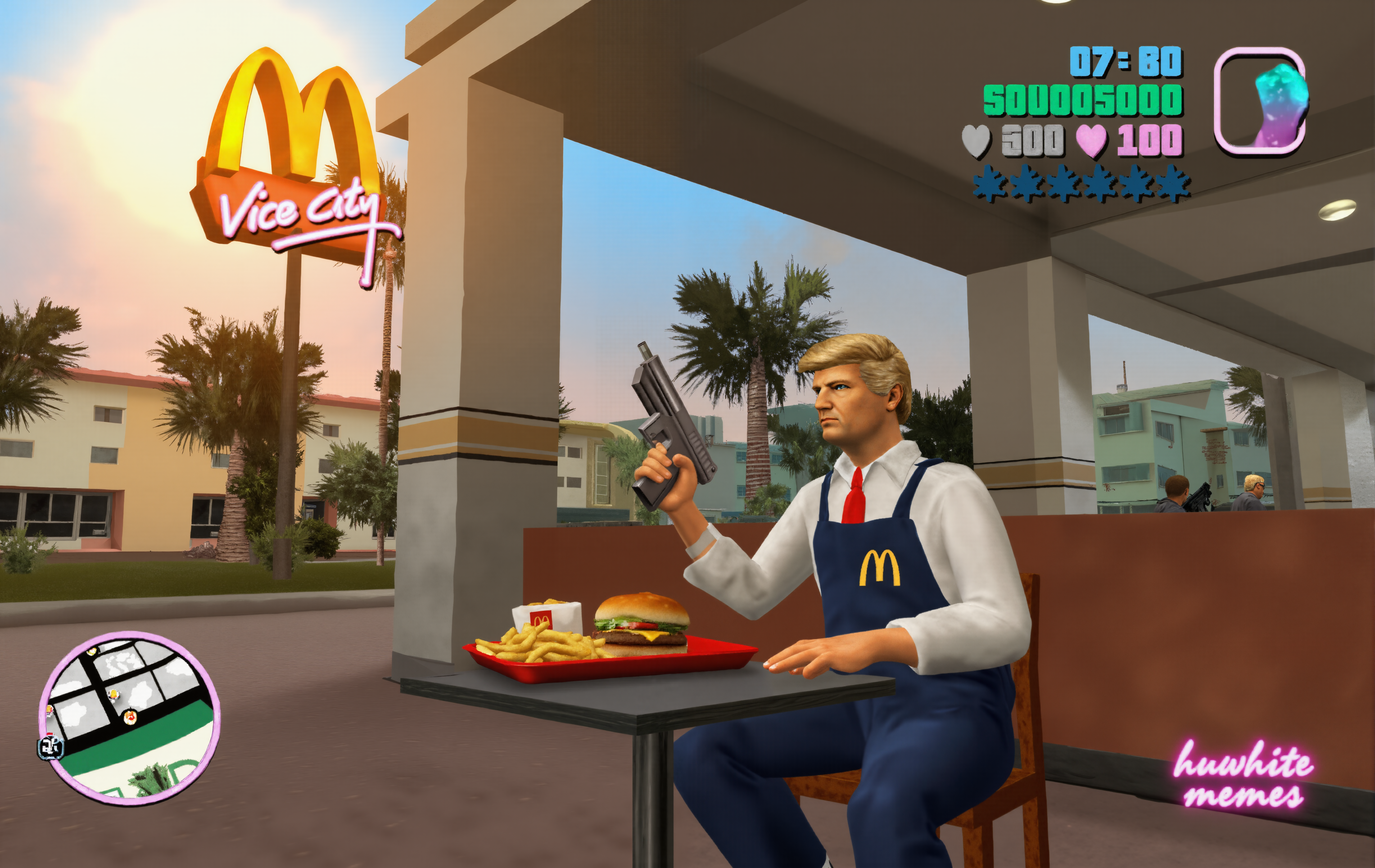 Mission Passed! Vice City McDonald's Trump HD wm Final.png